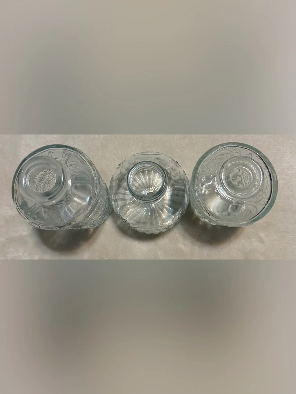 Clear Embossed Glass Bud Vases - Set of 3